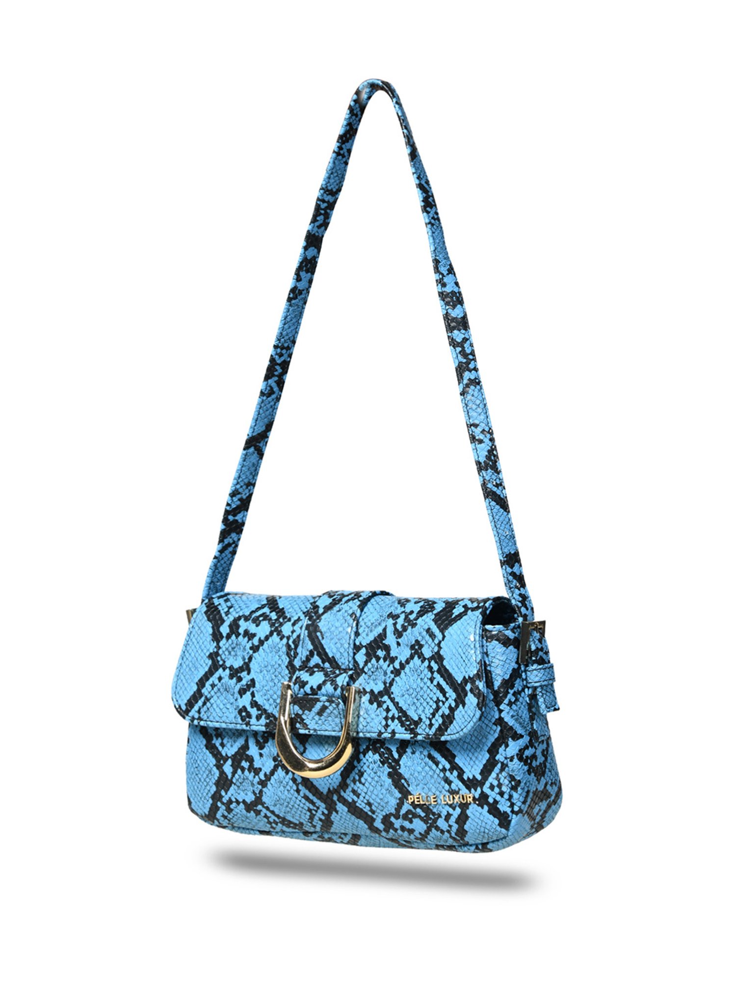 PELLE LUXUR Sapphire Blue Animal Effect Small Shoulder Bag