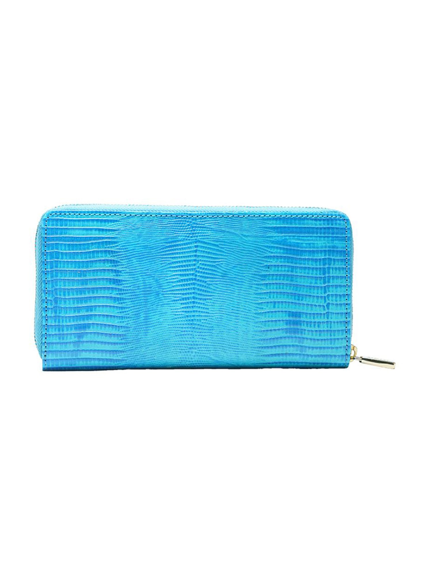 RI2K London Blue Leather Textured Zip around Wallet