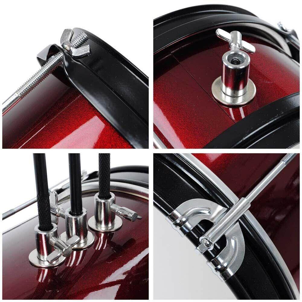 Red Drum Set 3 Piece Junior Complete Child Kids Kit With Stool Sticks Seat