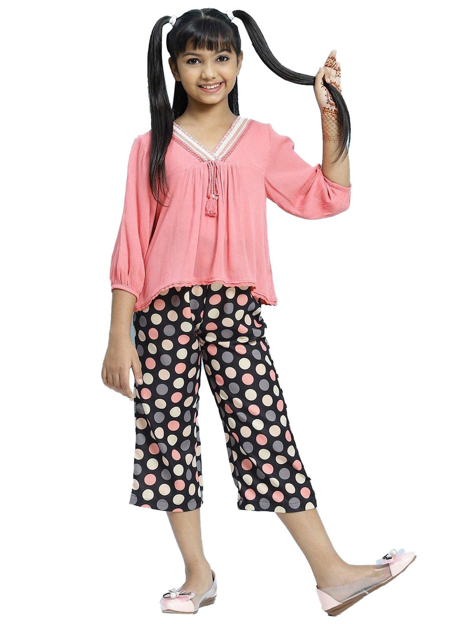 BIBA Girls Pink Solid Top