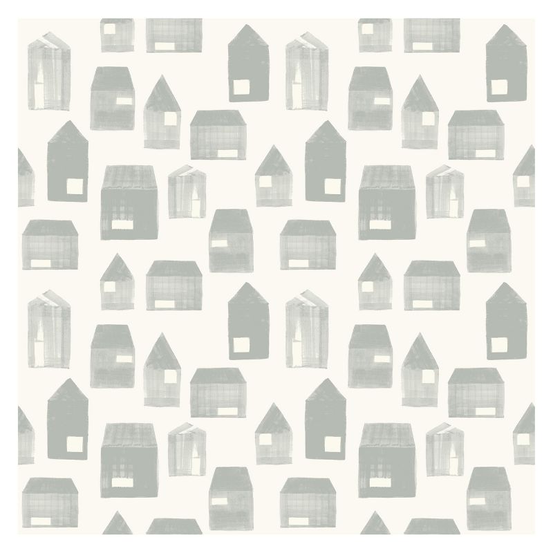 Sample Square Gray Houses Wallpaper - Hearth & Hand™ with Magnolia