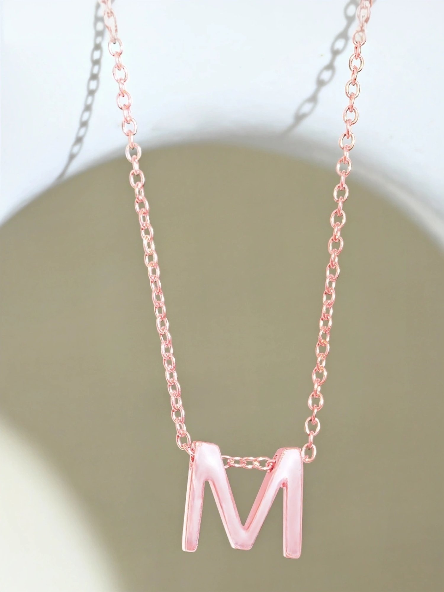 Touch925 Sterling Silver Majestic M Initial Rose Gold Chain Pendant