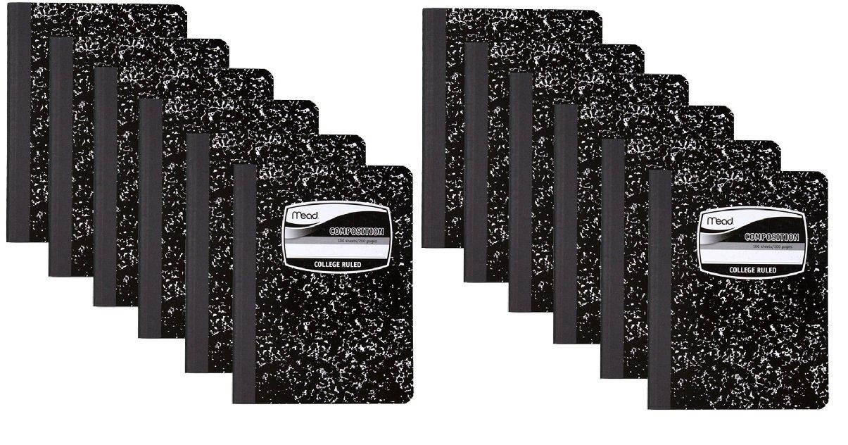 12 PACK-Of Mead Square Deal Composition Book, 100-Count, College Ruled, Black Marble (09932) 12 pack