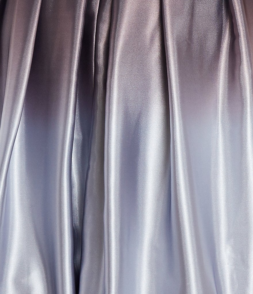 Ignite Evenings Petite Size Boat Neck Ombre Satin Bow Sleeveless Gown