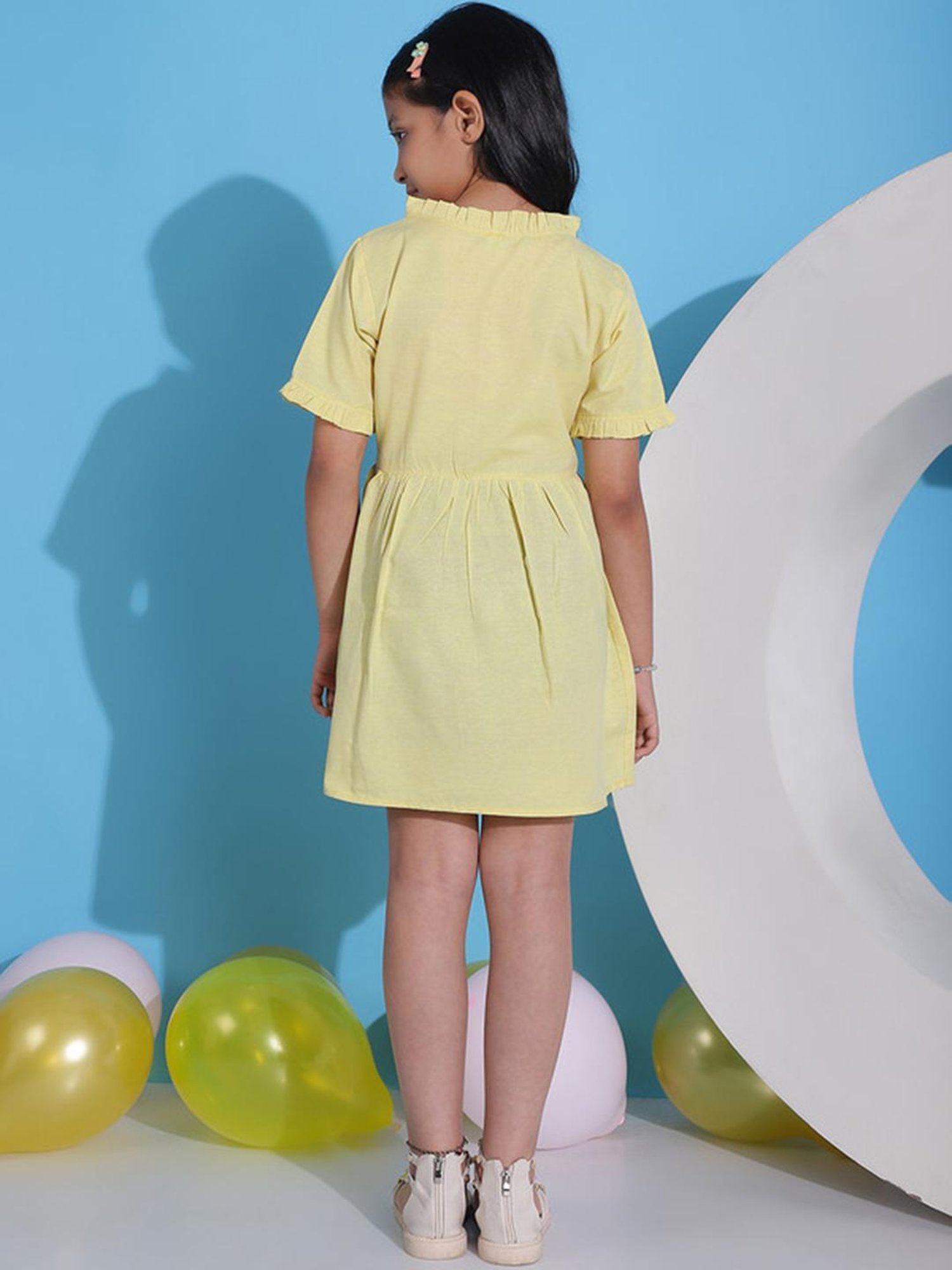 NEUDIS Kids Yellow Solid Dress