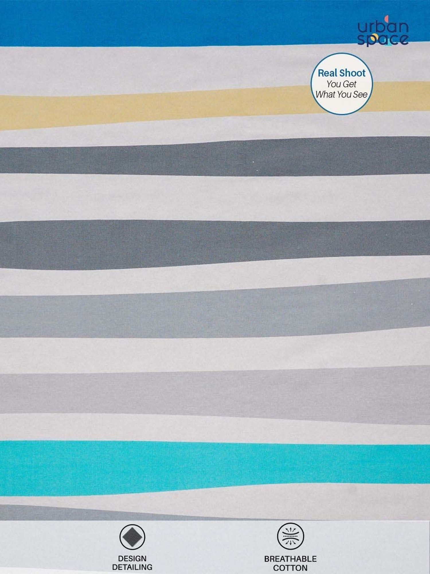 Urban Space Serene Blue Cotton 200 TC King Fitted Bedsheet With Pillow Covers