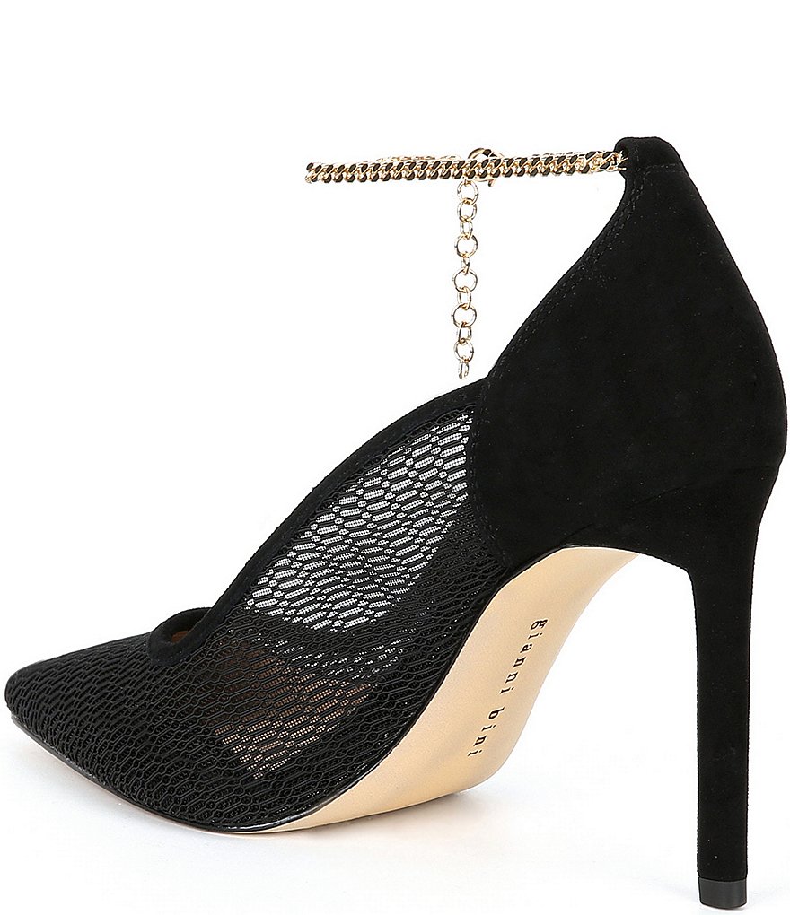 Gianni Bini Sisson Mesh Ankle Chain Pumps