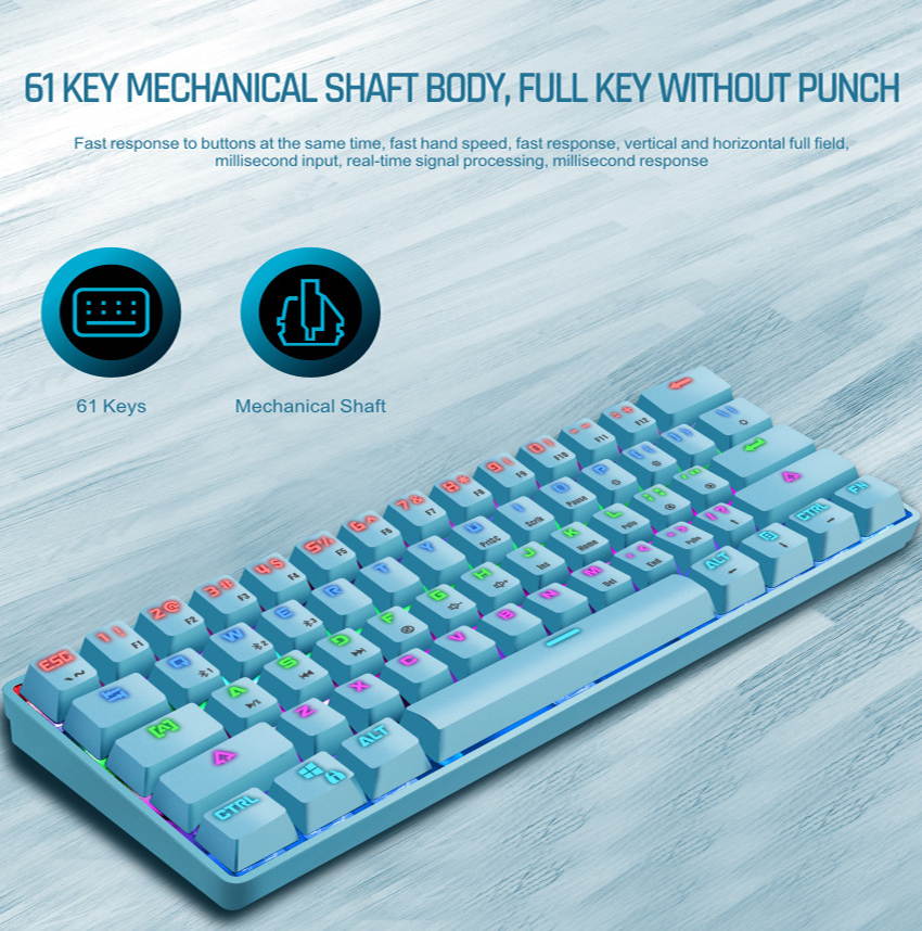 CUUWE K28 Wireless Bluetooth 61-Key Dual-Mode RGB Backlit Waterproof Mechanical Gaming Keyboard - Office Keyboard -Gaming Keyboard