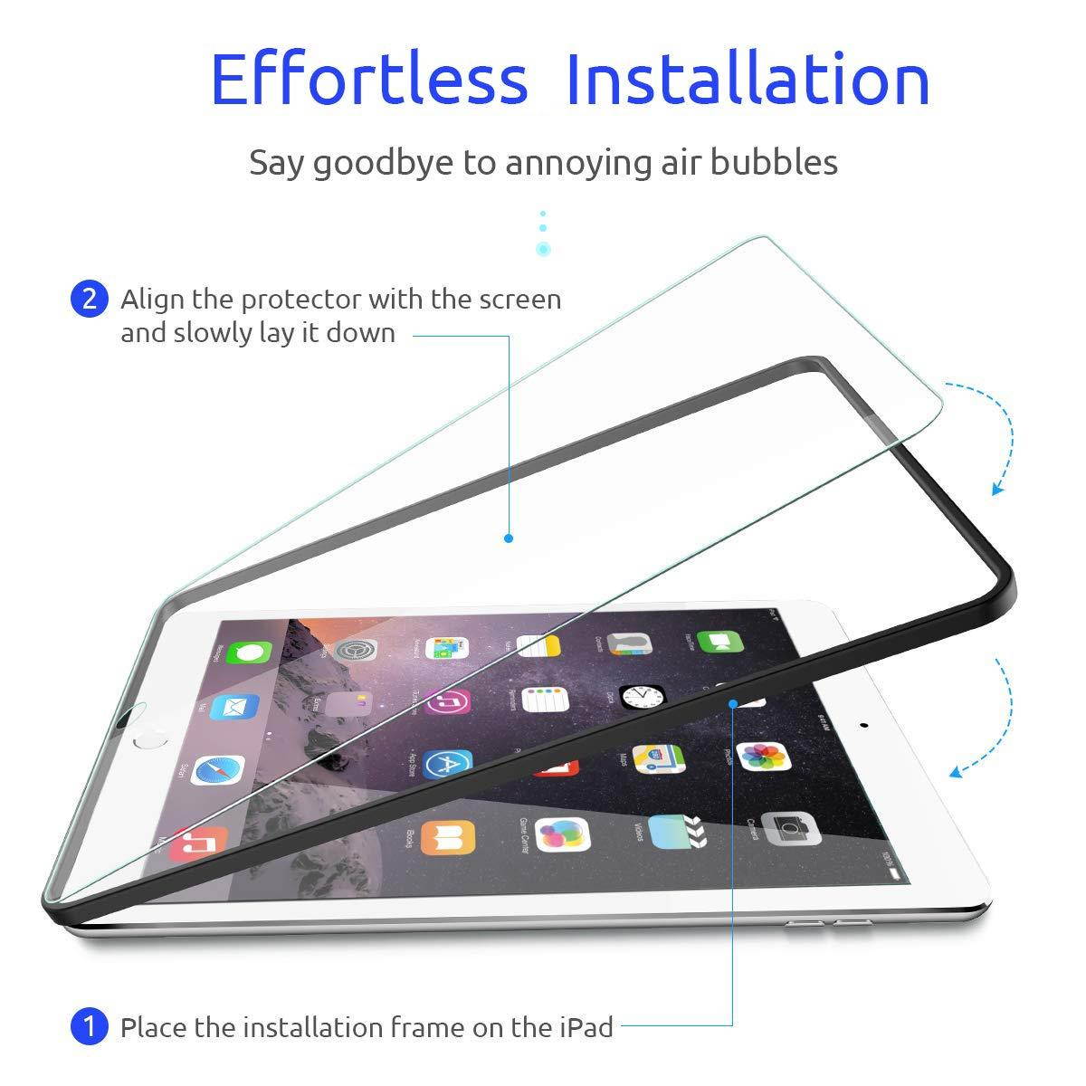 [2 Pack]Ainope iPad 9.7 6th Generation Screen Protector,[Easy Install Frame]Tempered Glass Screen Protector for iPad Pro 9.7/iPad 5/iPad Air 2 -Apple Pencil Compatible/High Definition/Anti-scratch