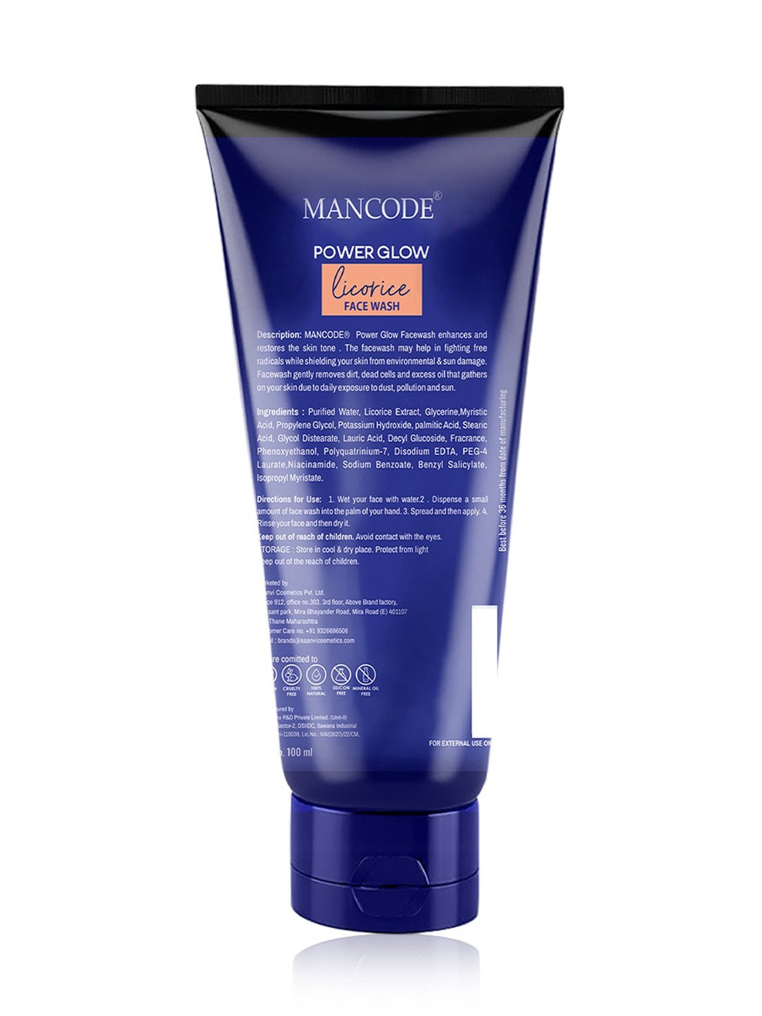 Mancode Power Glow with Licorice Face Wash for Men - 100 ml