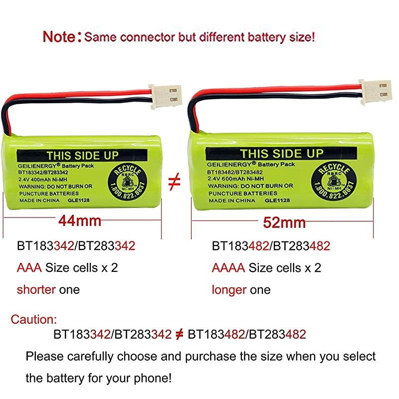 BT183342/BT283342 2.4V 400mAh Ni-mh BT-166342 BT-266342 BT-162342 BT-262342 Battery CS6114 CS6419 CS6719 EL52300 CL80111 Cordless Phone(Pack of 3)
