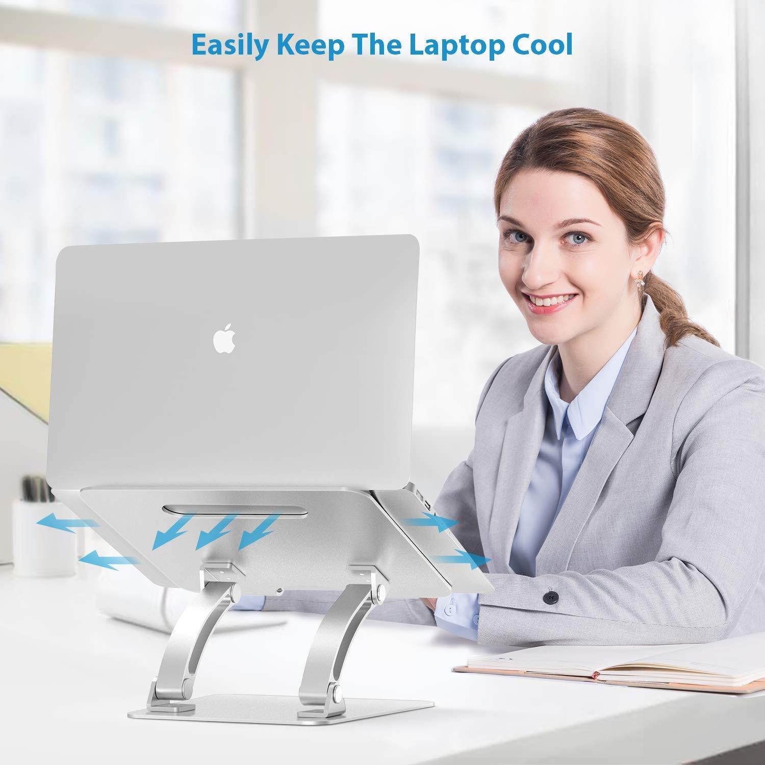 Nulaxy Laptop Stand, Ergonomic Adjustable Laptop Riser Computer Laptop Stand Compatible with MacBook, Air, Pro, Dell XPS, Samsung, Lenovo, Alienware All Laptops 10-17.3", Supports Up to 44 Lbs -Silver