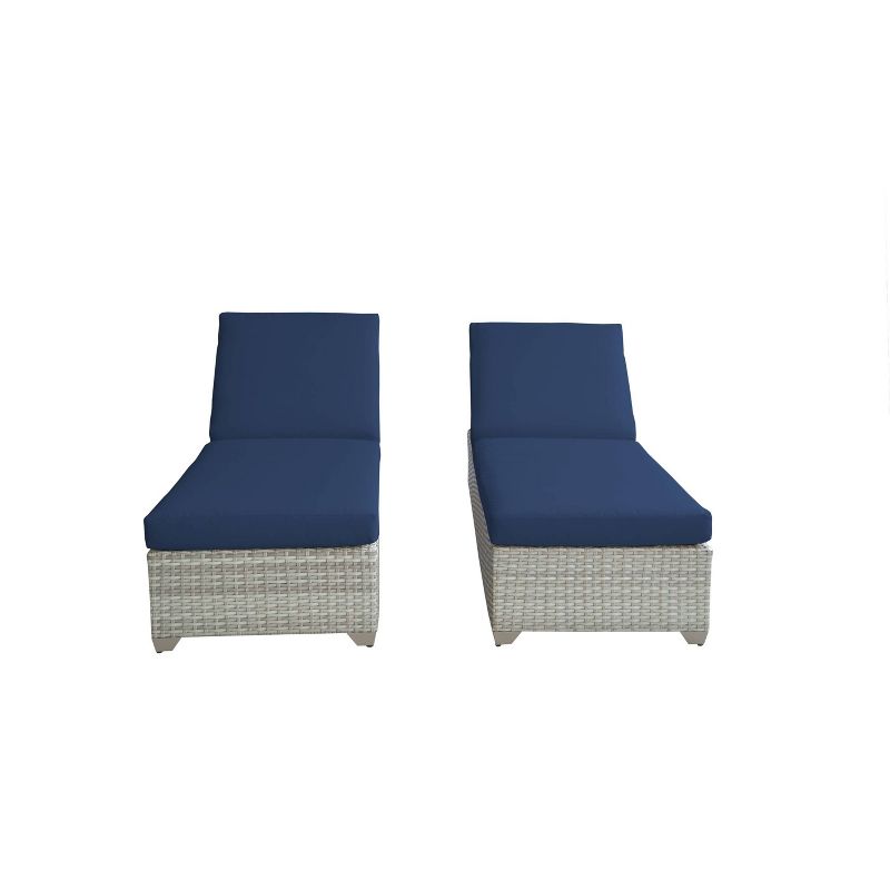 Fairmont 2pk Patio Chaise Lounges - Navy - TK Classics