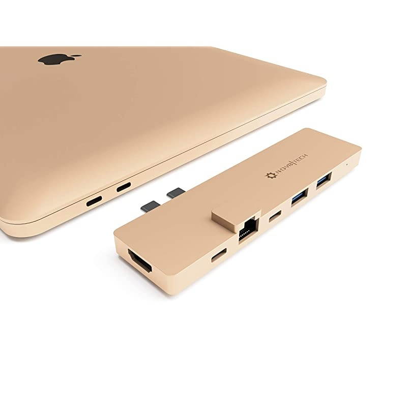 USB C to HDMI & Gigabit Ethernet Hub 8-in-2 Adapter for Gold MacBook Air 2020 M1 2019/2018 Dock, SD 4.0 UHS II & MicroSD Reader, Thunderbolt 3 100W Power Delivery, USB C Data, 2X USB 3.0