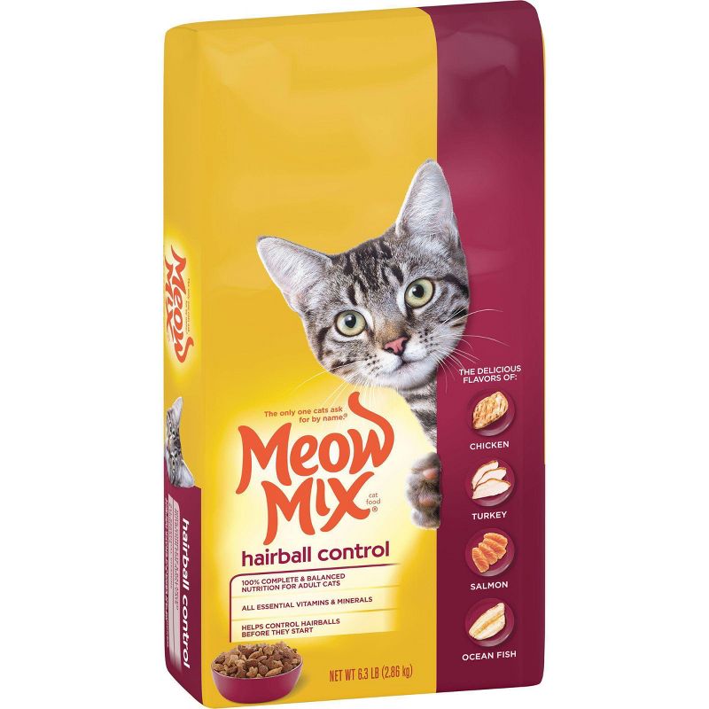 Meow Mix Hairball Control with Flavors of Chicken, Turkey & Salmon Adult Complete & Balanced Dry Cat Food - 6.3lbs