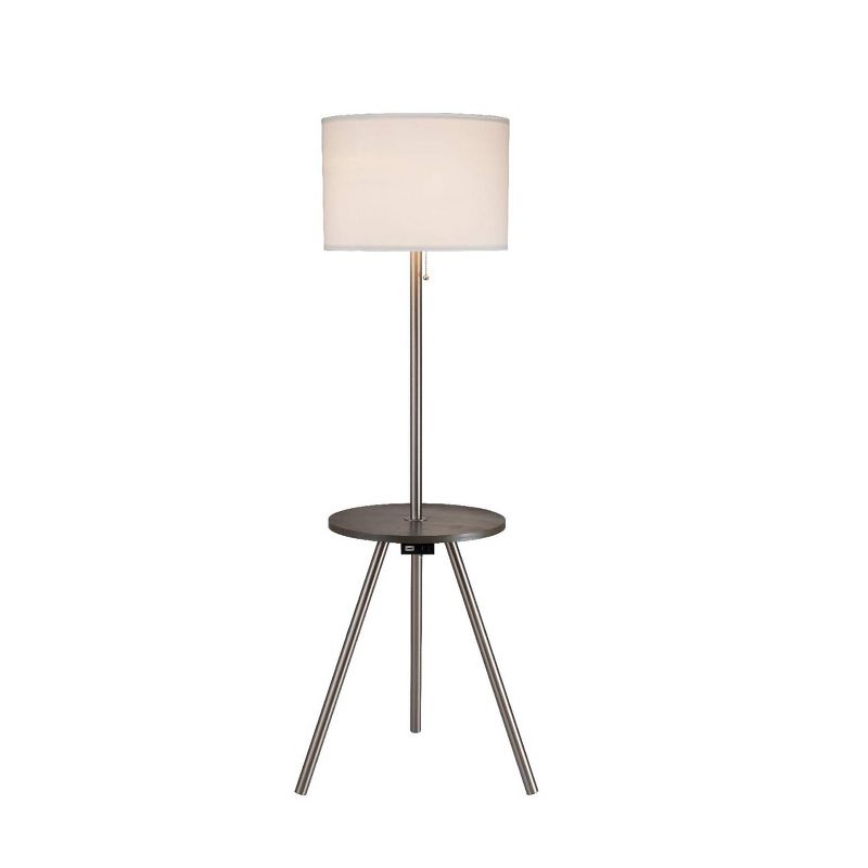 56" Traditional Round Side Table Floor Lamp Silver - Ore International