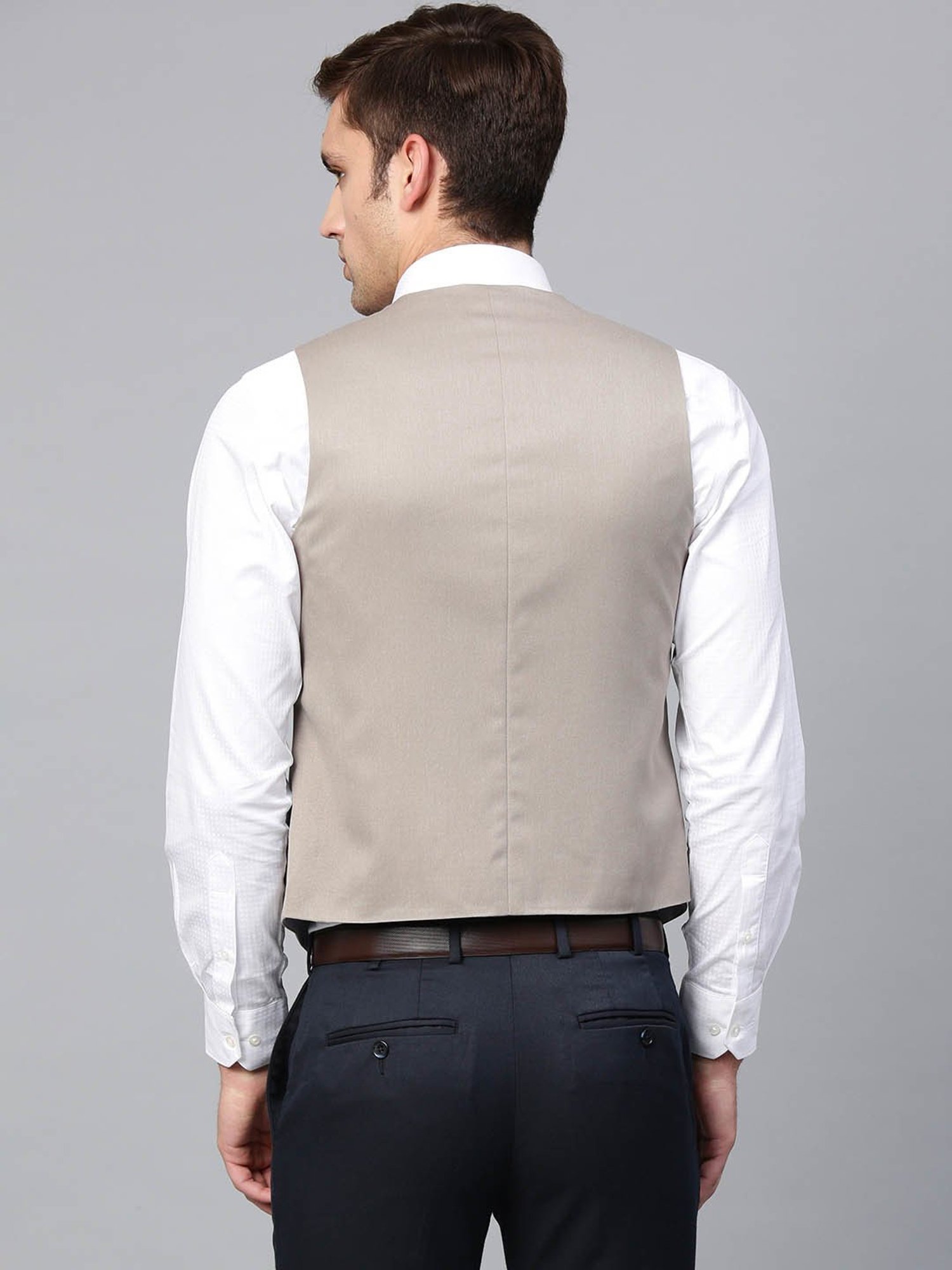 ManQ Beige Sleeveless Waistcoat