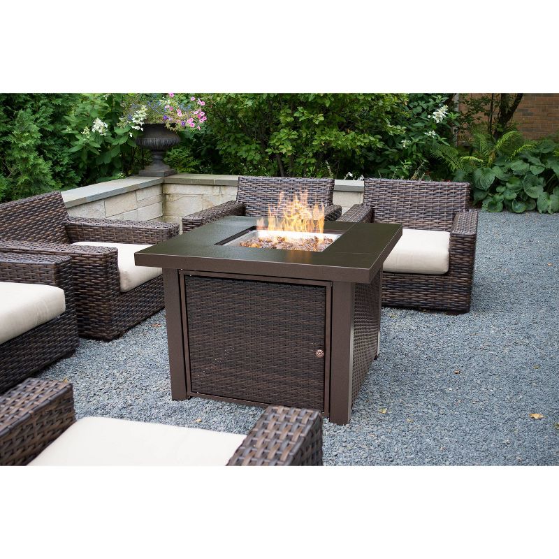 Pleasant Hearth Rio 38" Wicker and Bronze Gas Fire Pit Table