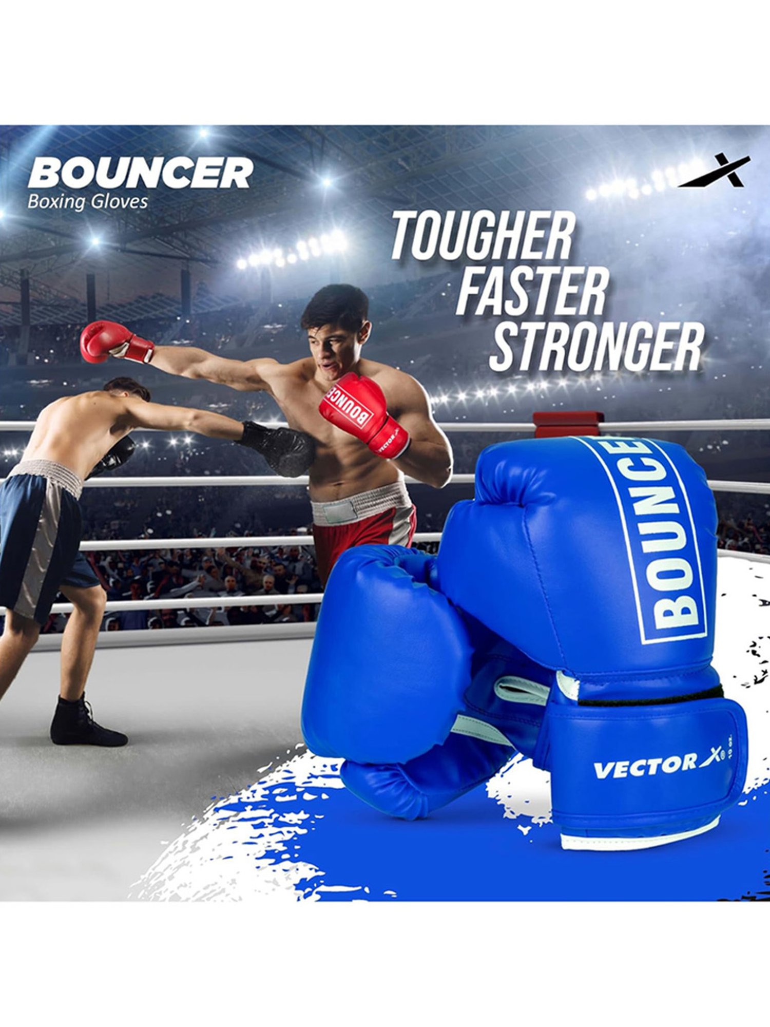 Vector X Bouncer PU Boxing Glove (Blue) Size - 12 oz