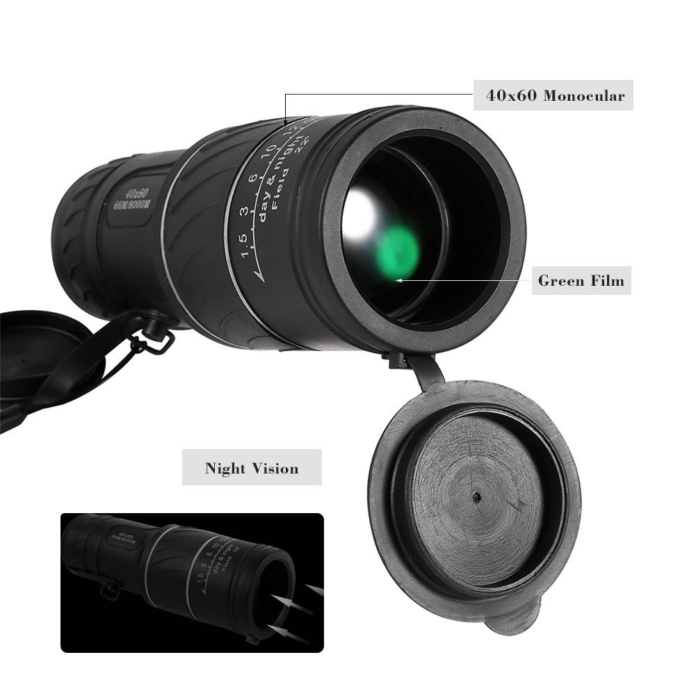 Day Night Low Light 40X60 HD Monocular Hunting Camping Hiking Telescope Outdoor