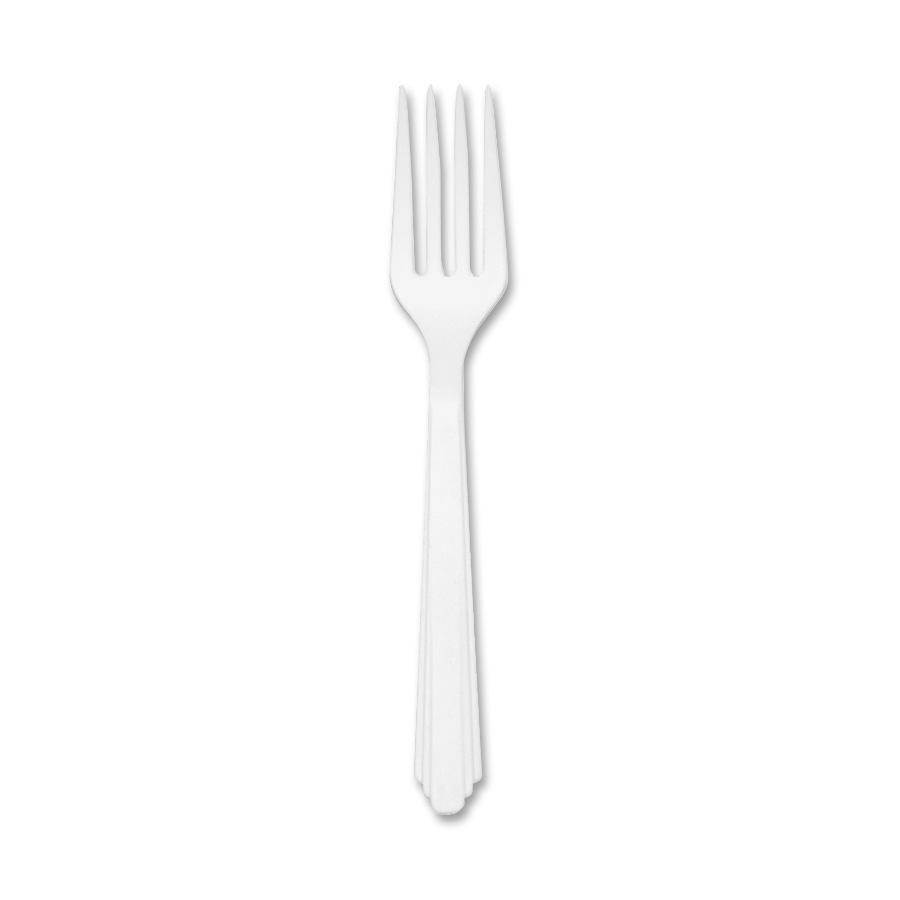 SKILCRAFT NSN0221315 Plastic Flatware, Type Iii, Fork, White, 100/Pack