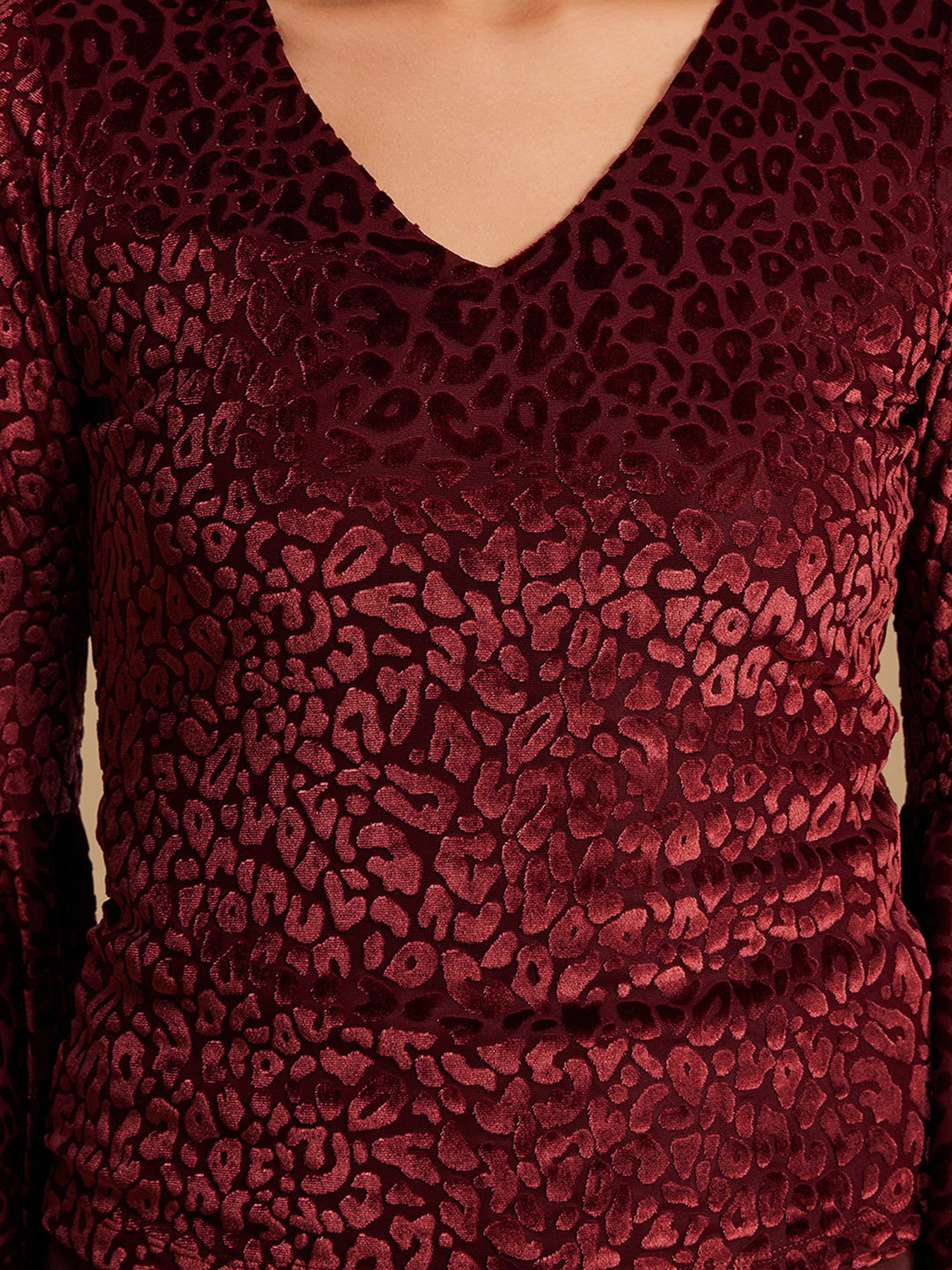 Kazo Maroon Animal Print Top