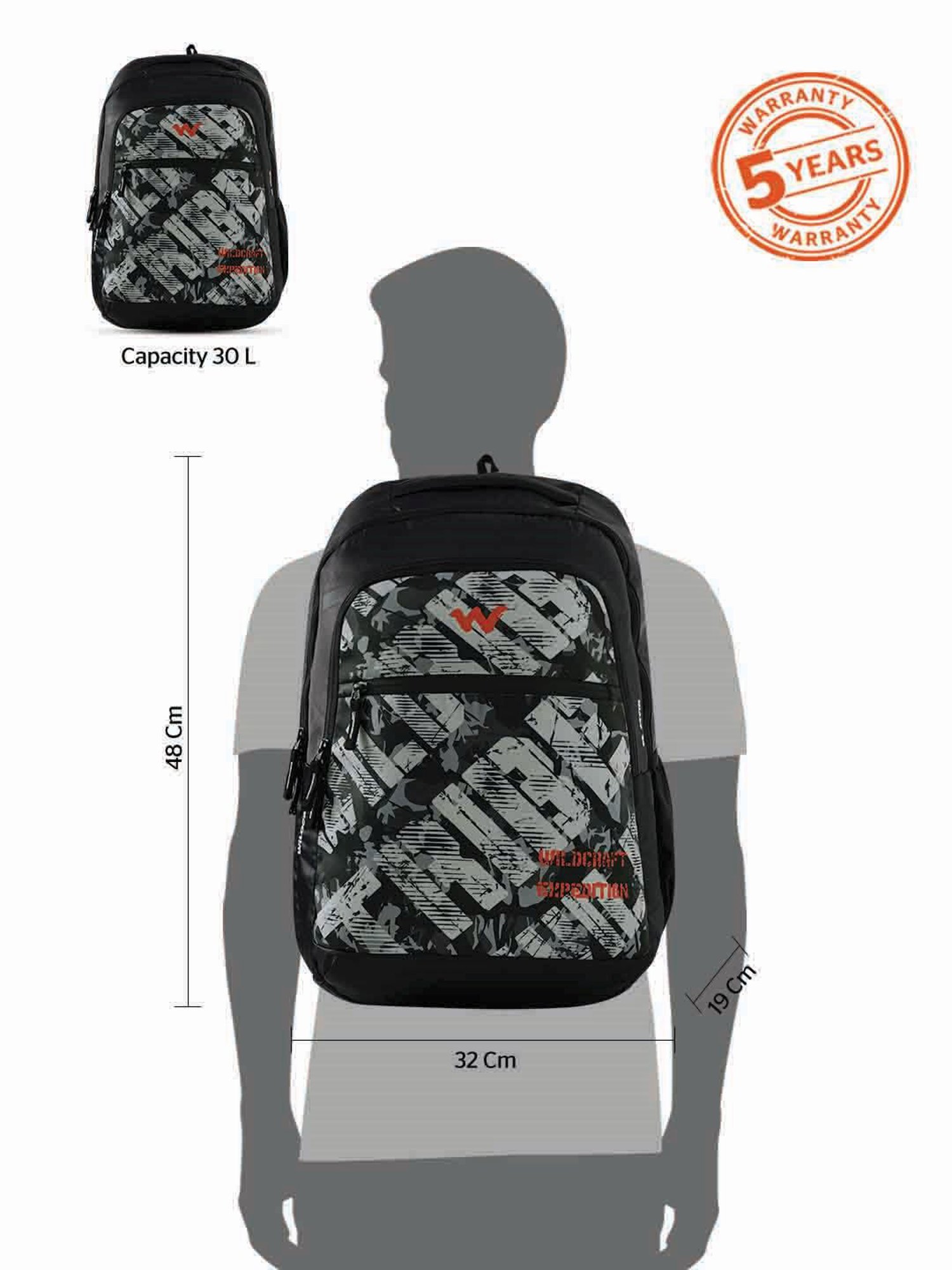 Wildcraft Blaze 30 Black Backpack