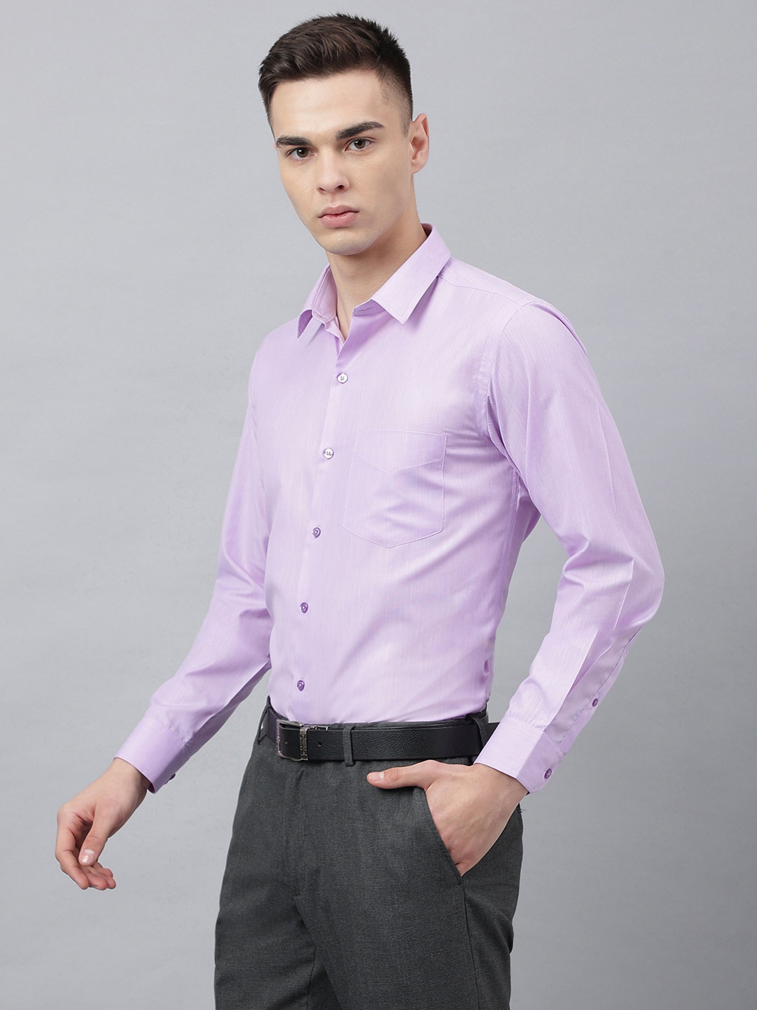 English Navy Lavender Slim Fit Shirt