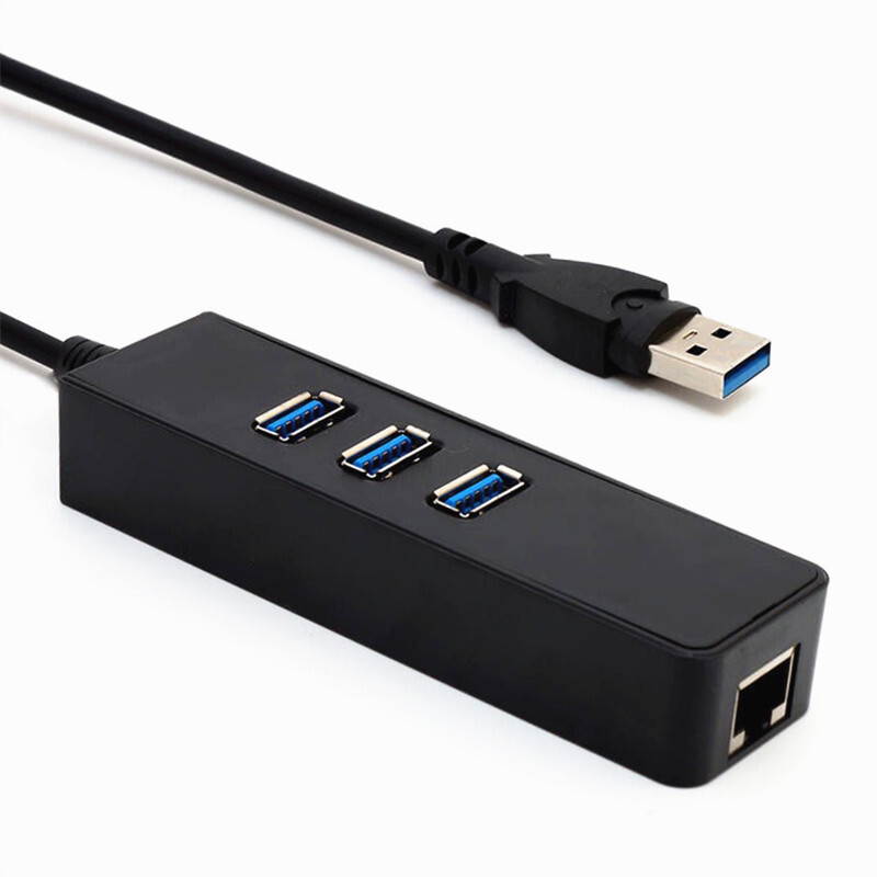3-Port USB 3.0 Hub with RJ45 10/100/1000 Gigabit Ethernet Adapter Converter LAN Wired USB Network Adapter, USB 3.0 RJ45 1 Gigabit Port for Ultrabooks, Notebooks, Tablets and More