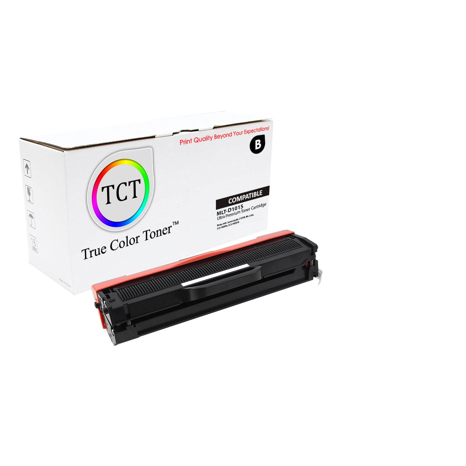 TCT Premium Compatible Toner Cartridge Replacement for Samsung MLT-D101S Black works with Samsung ML-2161 2166W 2160 2165 2165W 2168 2167, SCX-3401 Printers (1,500 Pages) - 2 Pack