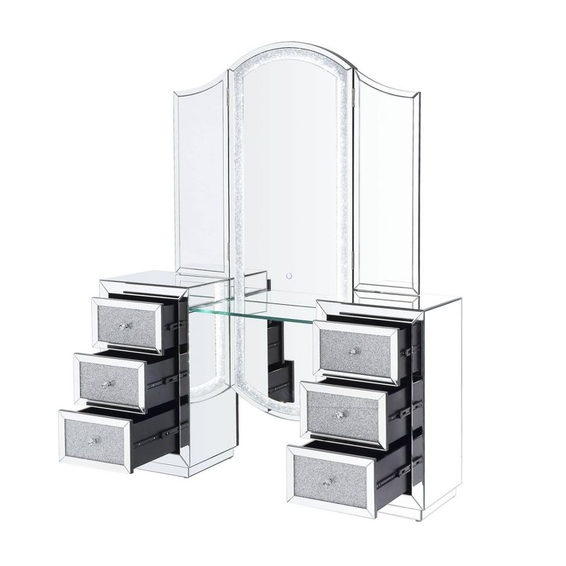 Noralie Vanity Table LED/Mirrored/Faux Diamonds - Acme Furniture