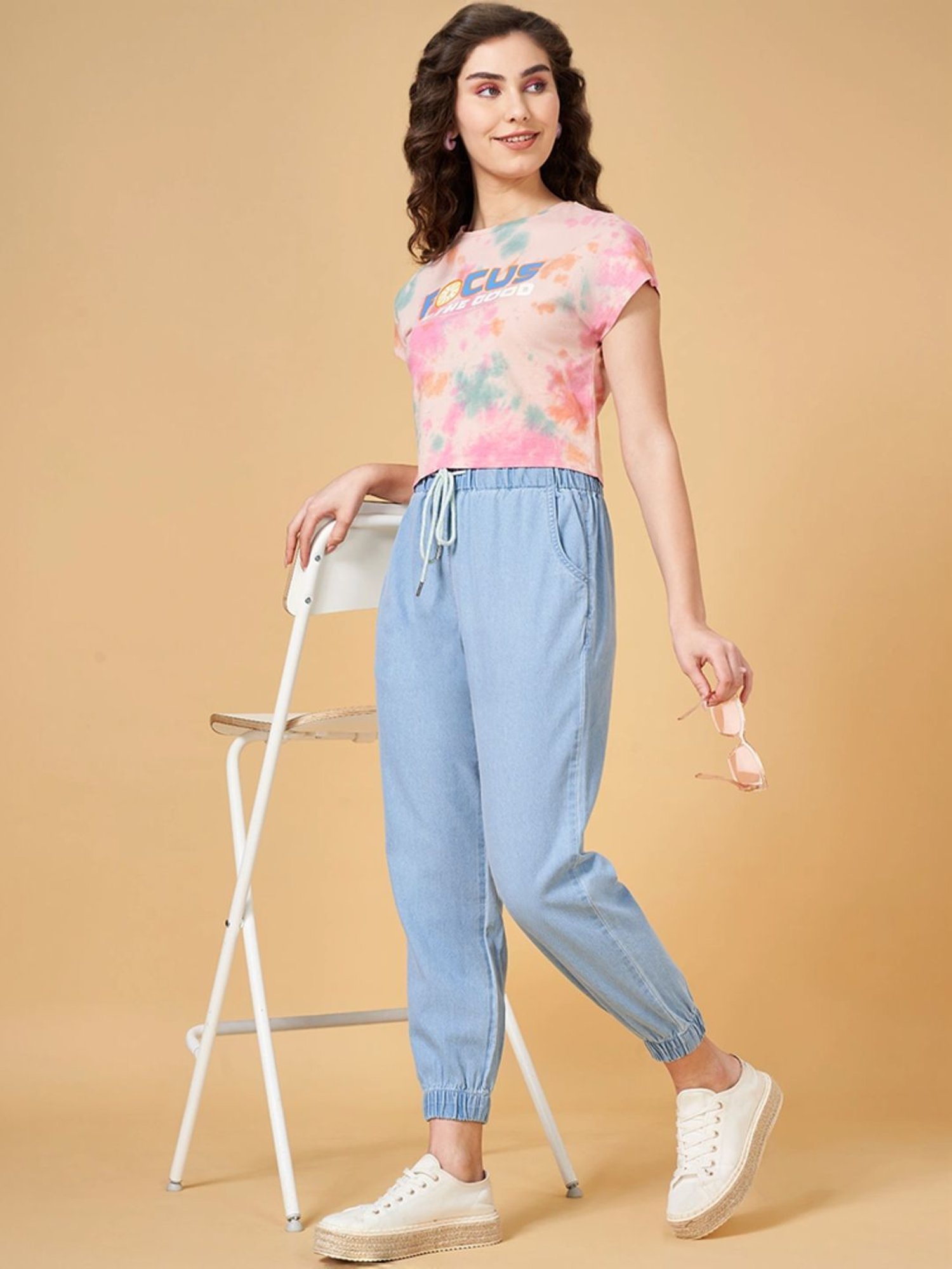 People by Pantaloons Blue Cotton Joggers