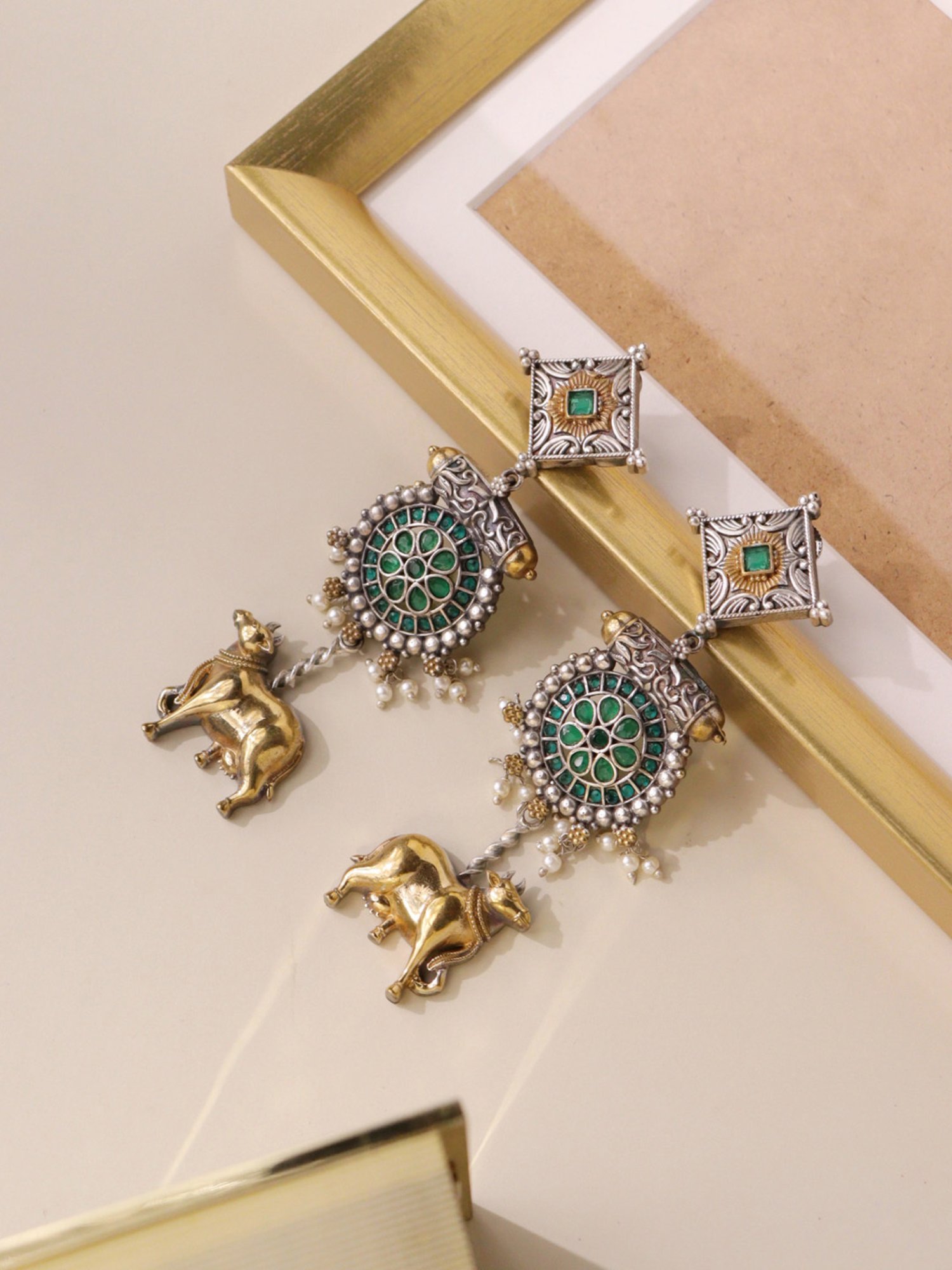 Curio Cottage Aria Dual Tone Nandi Dangler Earrings