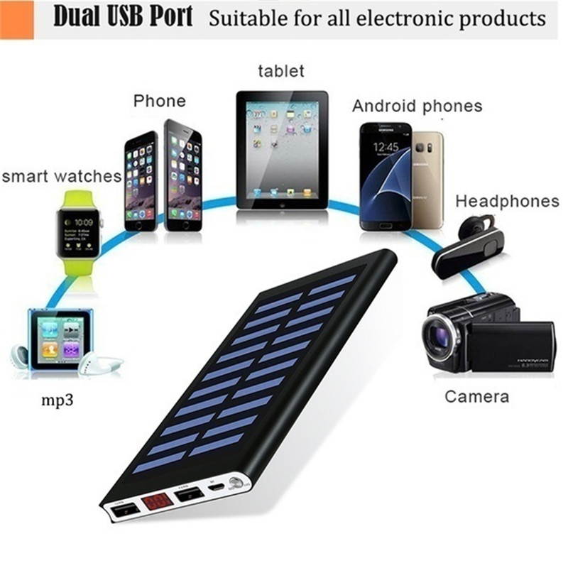 The Lastest Ultra Thin 9mm Solar Power Bank 500000 Mah Ultra High Capacity External Solar Charger Powerbank for All Mobile Phone for Outdoors/camping/explore