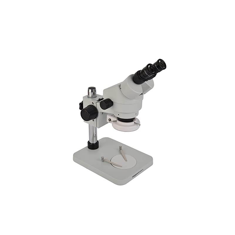Basics Professional Binocular Stereo Zoom Microscope, WH10x Eyepieces, 3.5X-45X Magnification, 0.7X-4.5X Zoom Objective