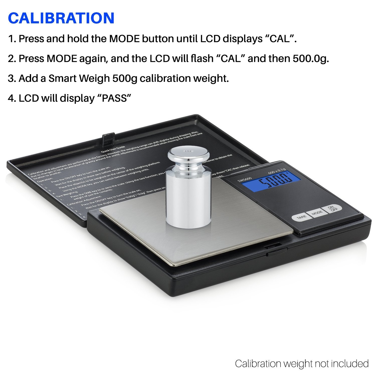 Smart Weigh SWS600 Elite Pocket Sized Digital Gram Scale 600 x 0.1 Grams, Black