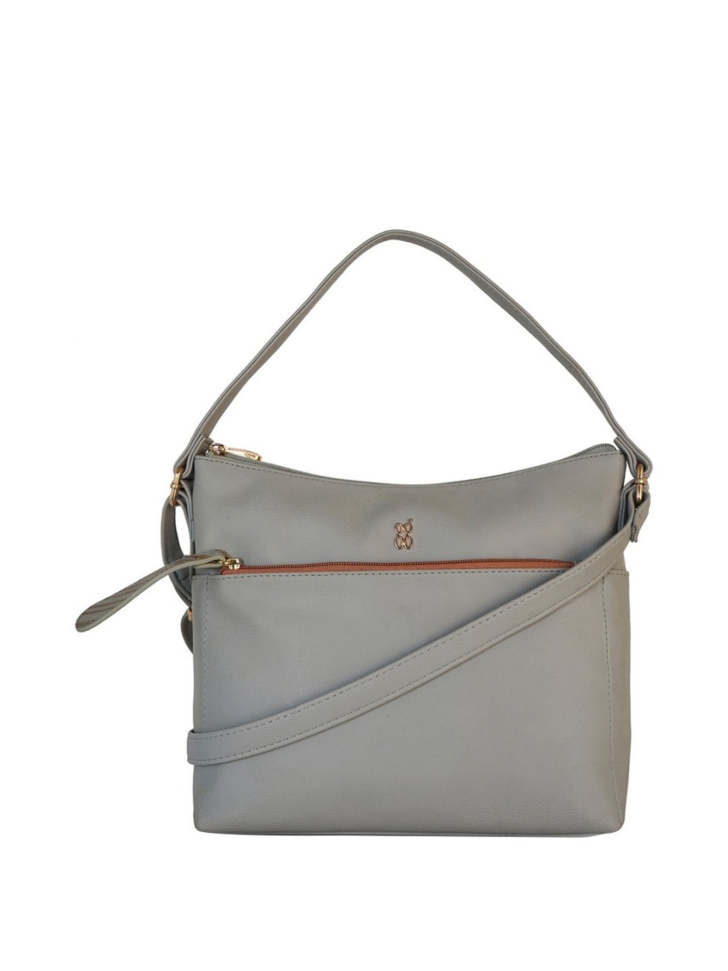 Baggit Grey Solid Medium Hobo Handbag
