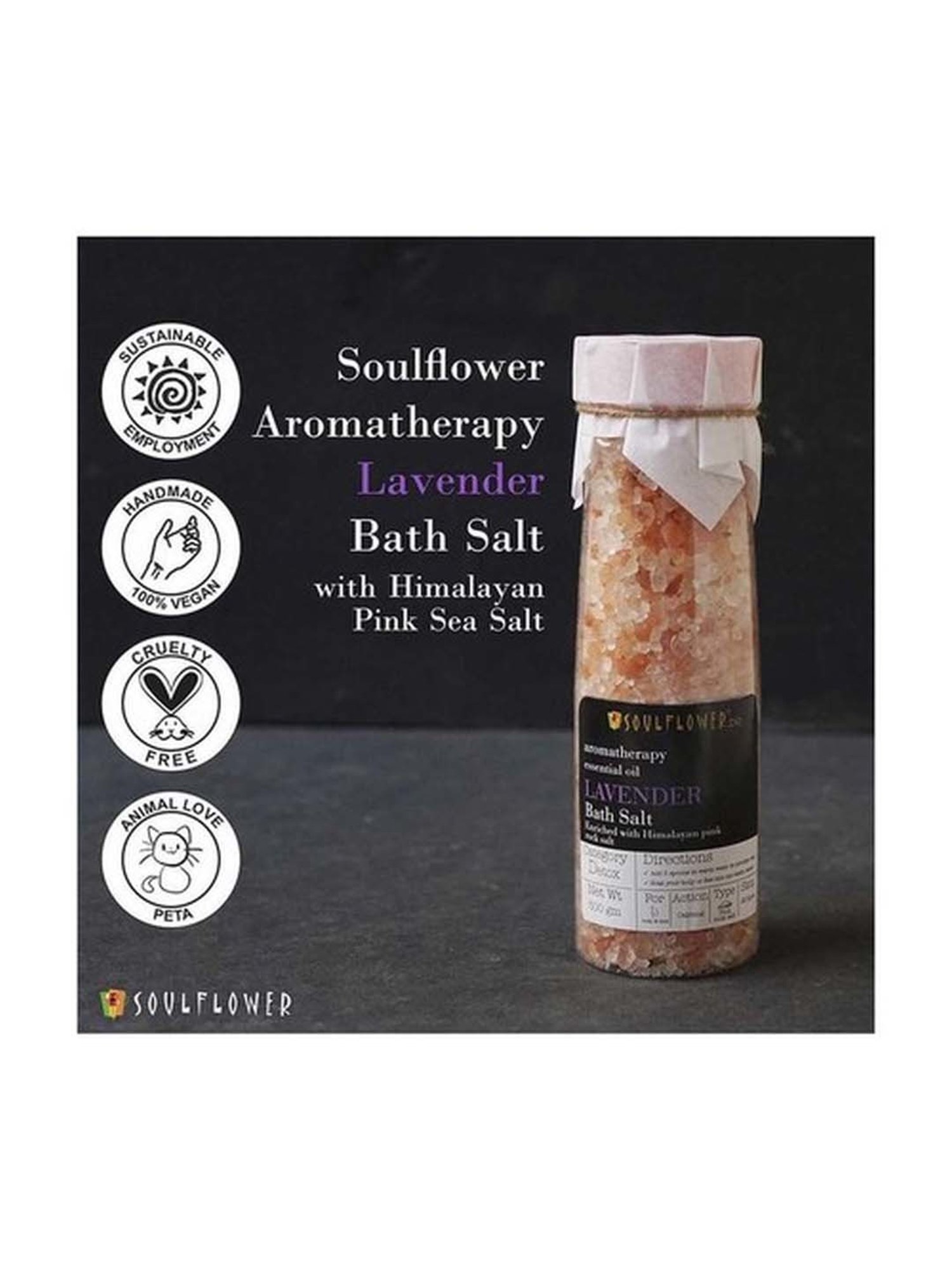 Soulflower Lavender Himalayan Pink Rock Aroma Bath Salt - 500 gm