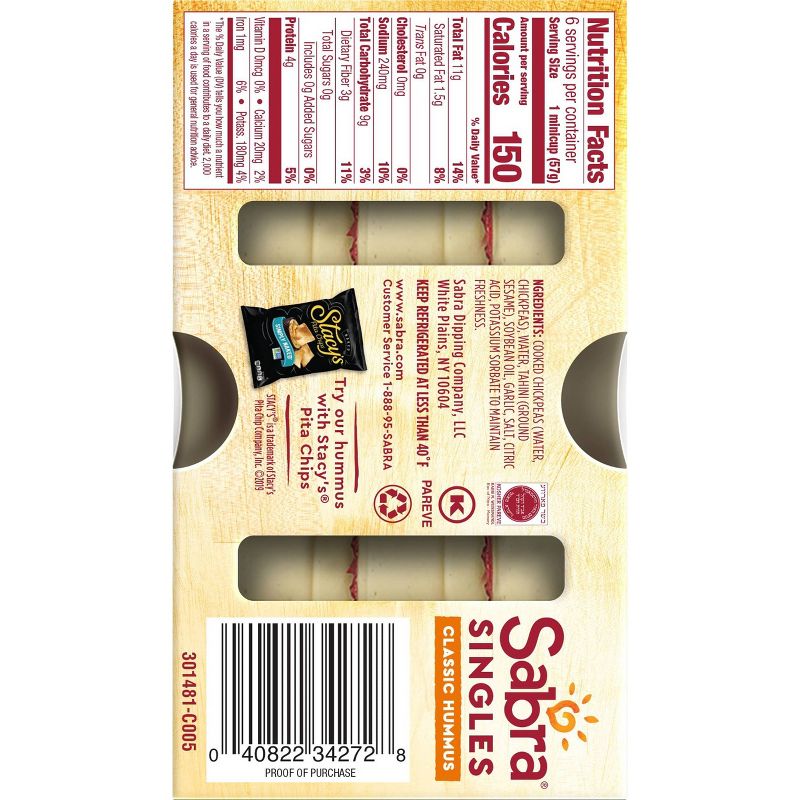 Sabra Classic Hummus Singles - 12oz/6ct