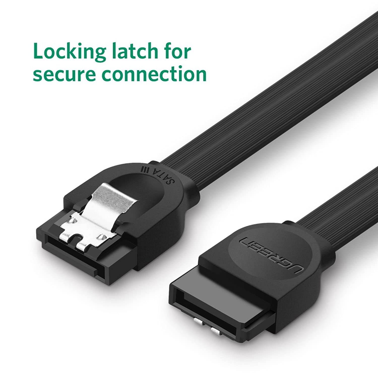 UGREEN SATA Cable III 3 Pack 6Gbps Straight HDD SDD Data Cable with Locking Latch 18 Inch for SATA HDD, SSD, CD Driver, CD Writer