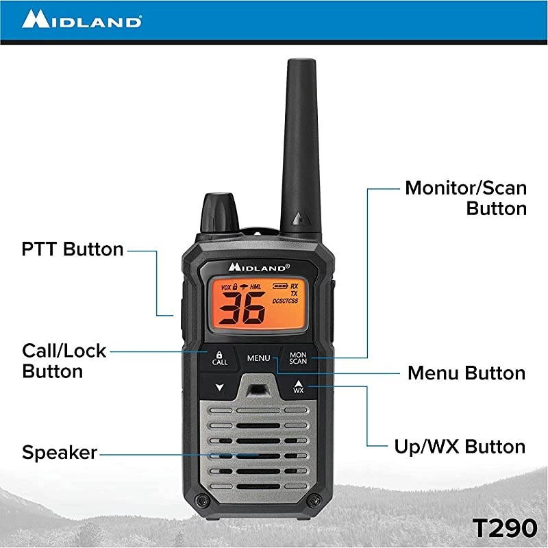 T295VP4 X-TALKER GMRS Long Range Walkie Talkie - Two Way Radio with NOAA Weather Scan + Alert, and 121 Privacy Codes (Camo, 2 Radios)