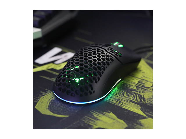 DELUX Lightweight Gaming Mouse(2.36g/67g) with Lightweight Honeycomb Shell Design, Ultralight Ultraweave Cable and 7 Programmable Buttons, 16000 DPI RGB Optical Mice (M700BU(3389)-Black)