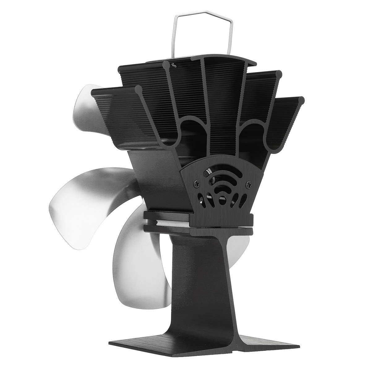 Automatically Heater Fan Faster Speed Self-Powered Quiet Stove Fan Winter Warmer-Dark Blue