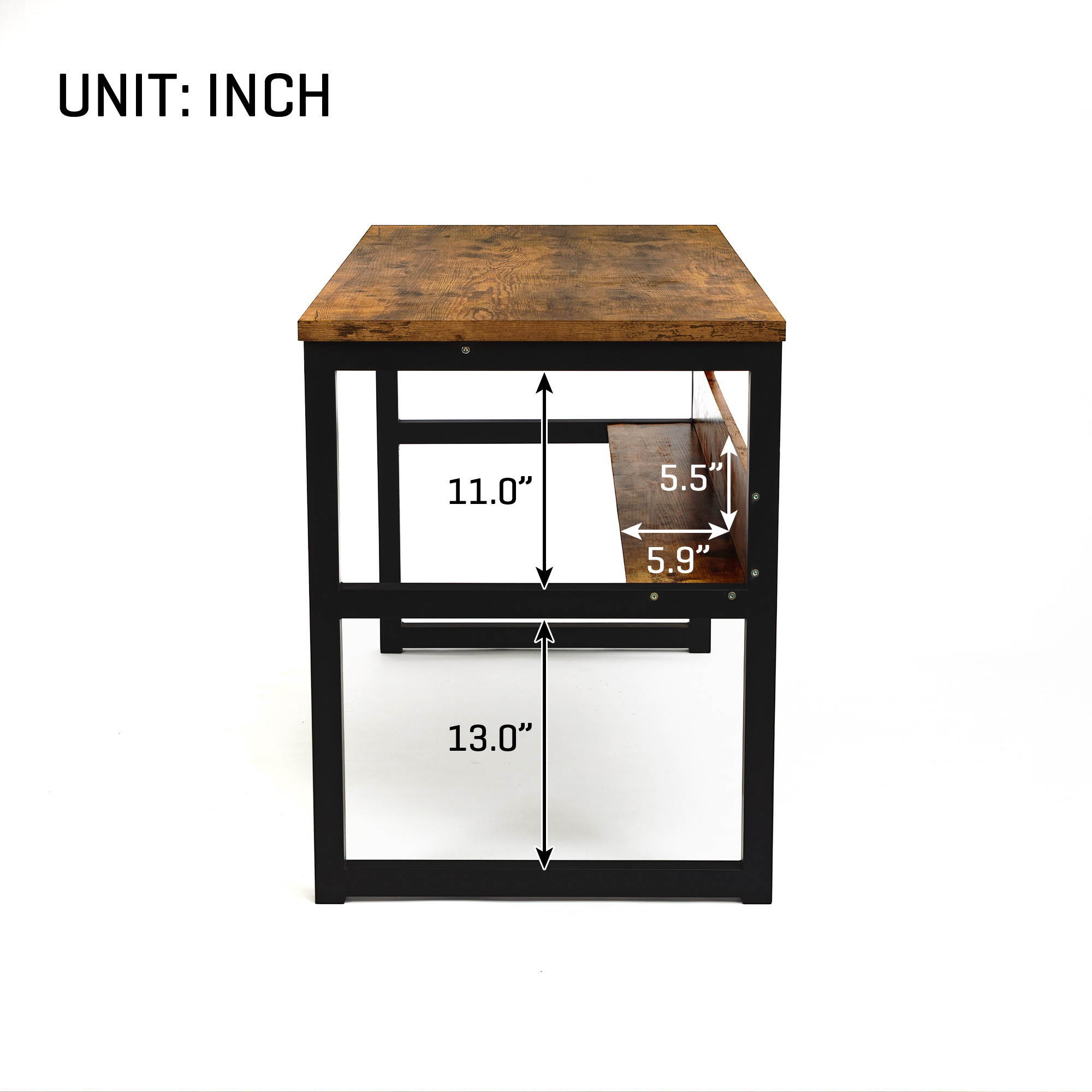 55.1" Computer Desk Modern Home Office Desk Gaming Desk Large Computer Table Sturdy Writing Table Workstation with Bookshelf,Storage Shelves,Wood and Metal Frame