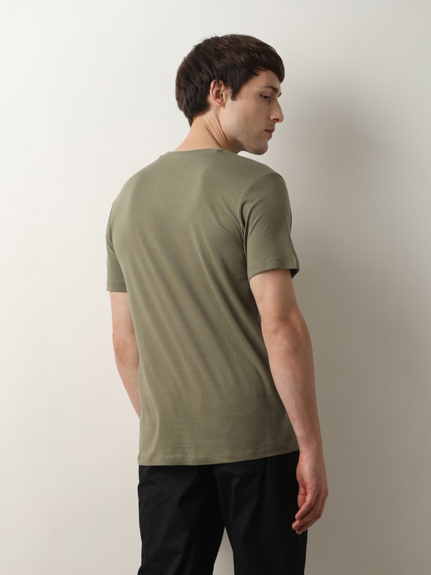 SELECTED HOMME Green Slim Fit Cotton Crew T-Shirt