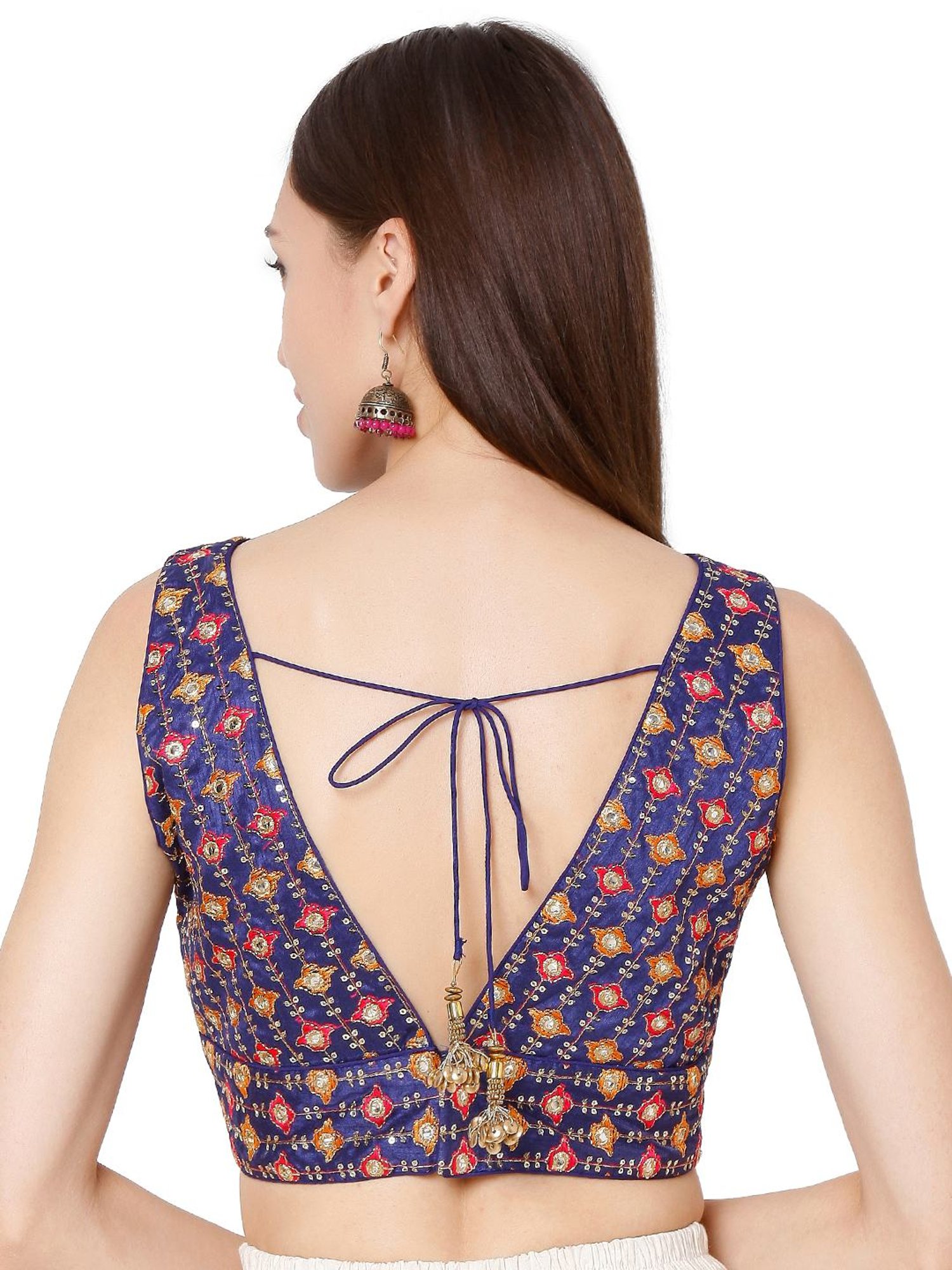 Salwar Studio Royal Blue Embroidered Blouse