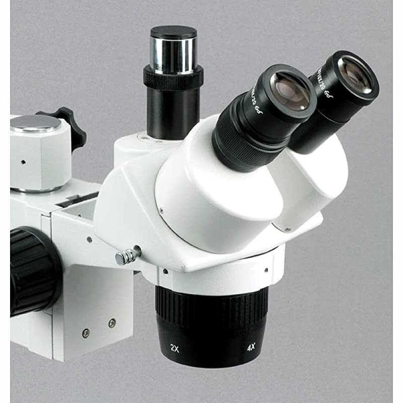 SW-3T24Z Trinocular Stereo Microscope, WH10x Eyepieces, 20X/40X/80X Magnification, 2X/4X Objective, Single-Arm Boom Stand, Includes 2.0x Barlow Lens