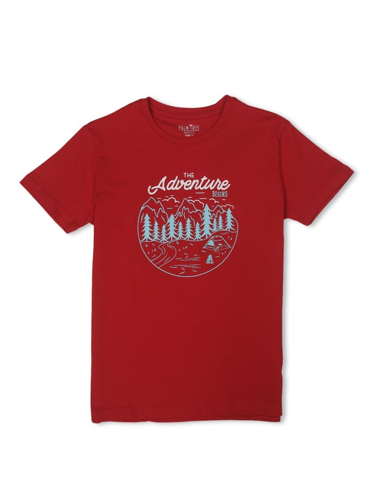 Palm Tree Kids Red Printed T-Shirt
