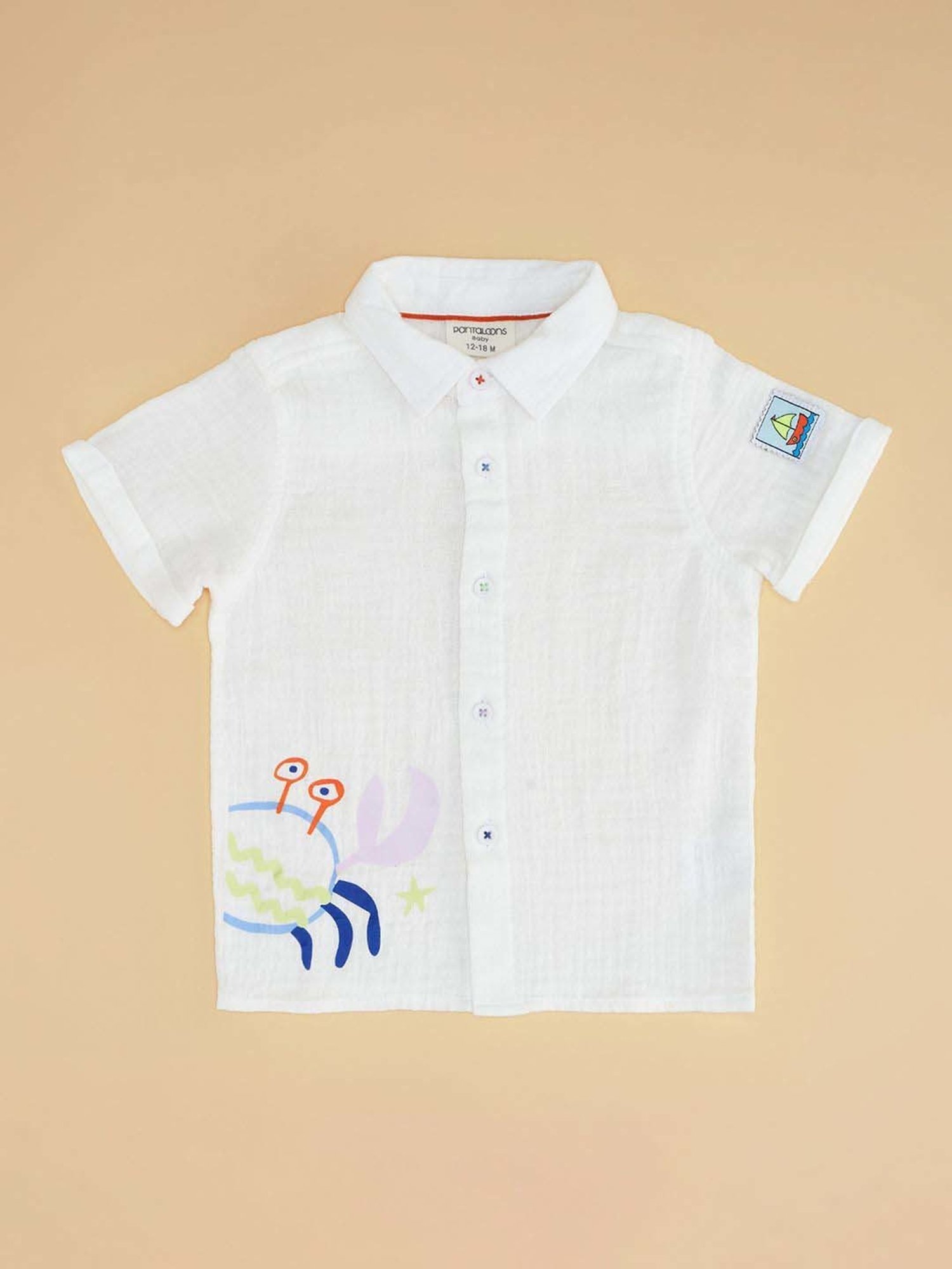 Pantaloons Baby Kids Bright White Cotton Regular Fit Shirt