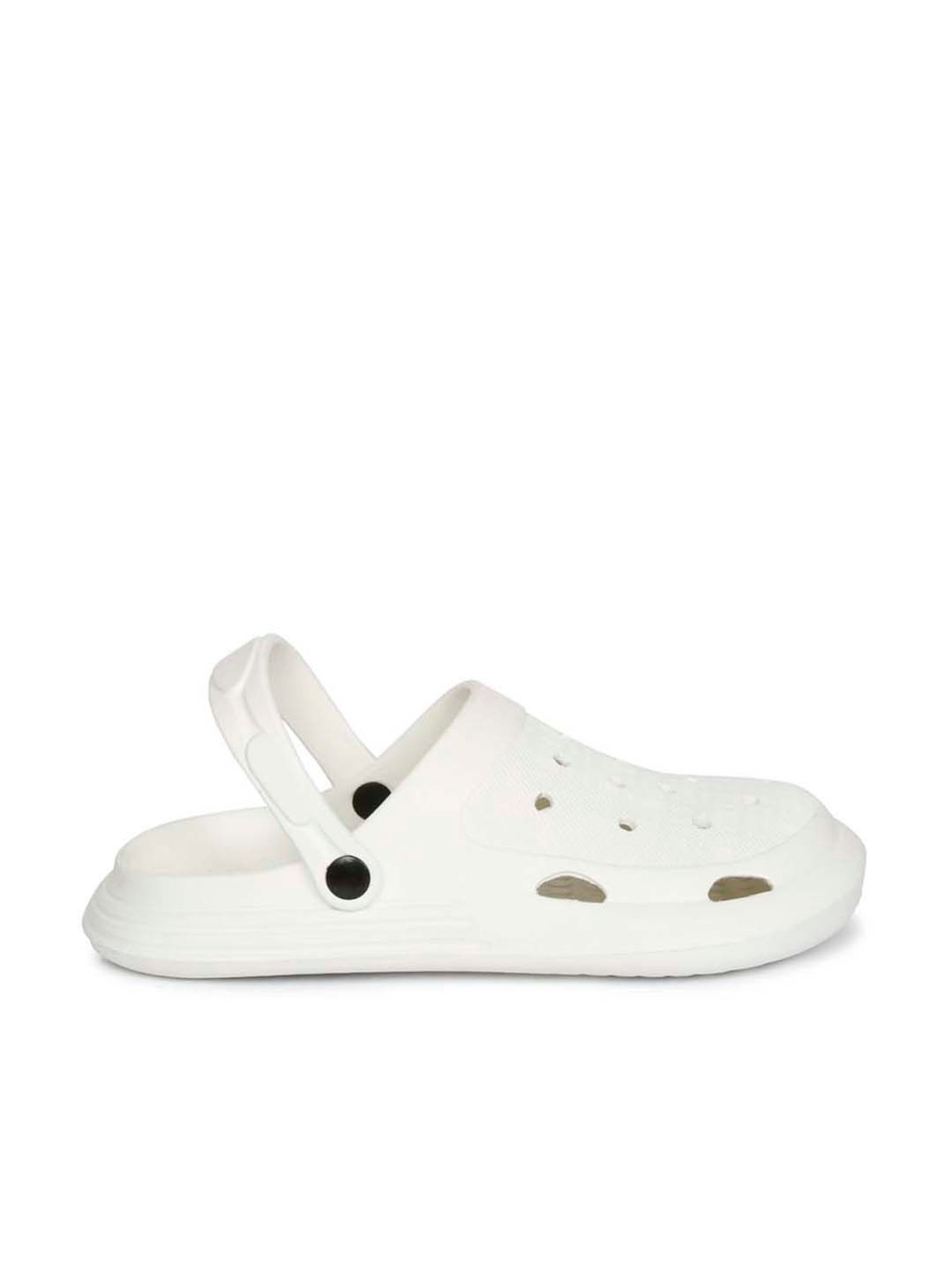 Mozafia Men's White Back Strap Clogs